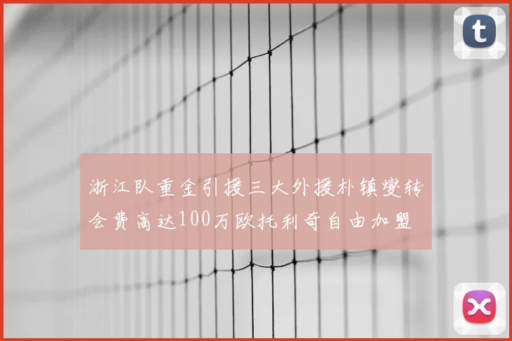 浙江队重金引援三大外援朴镇燮转会费高达100万欧托利奇自由加盟